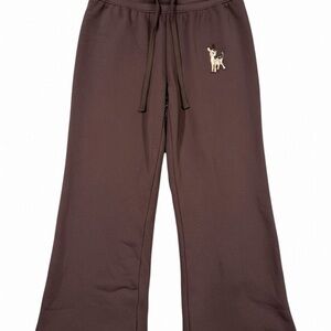 Brown Bottoms with Deer Embroidery